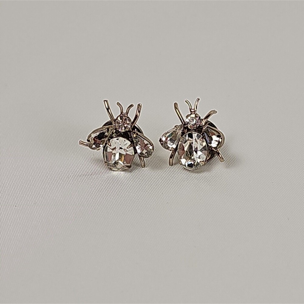 Vintage Ballou Reg'd Rhinestone Fly Scatter Pins Pair Silver Tone